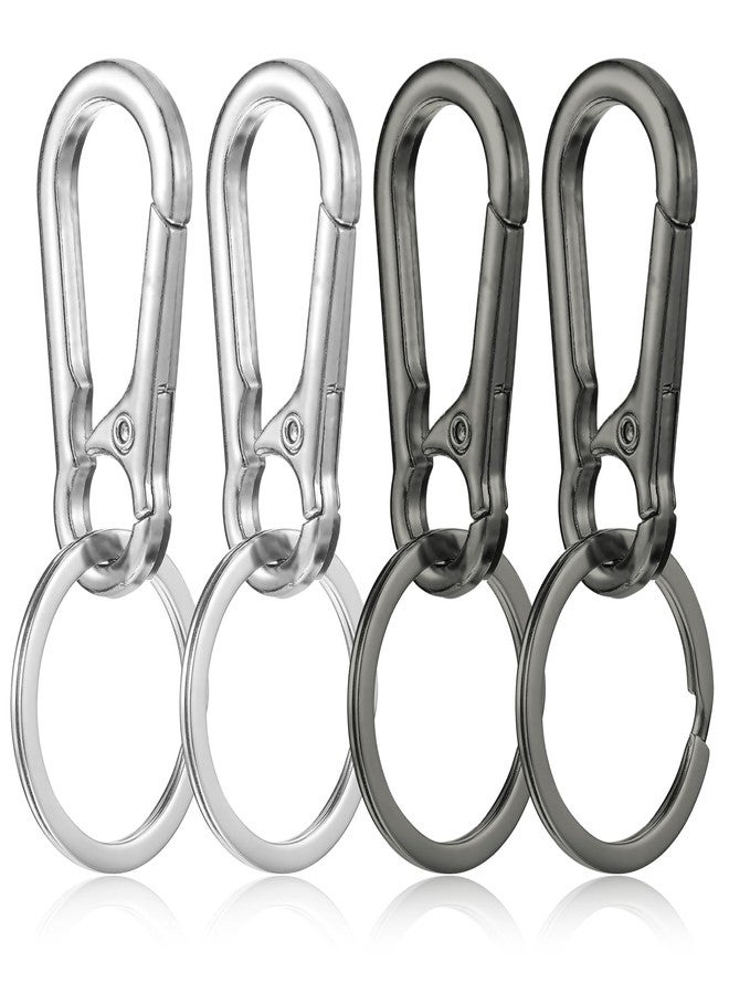 Nogeqi 4PCS Dog Tag Clip for Collar, Heavy Duty Pet Tag Clip, Dog Tag Holder Rings, Mini Carabiner Clip for Pet Collars and Harnesses(Silver, Black) - Image 1
